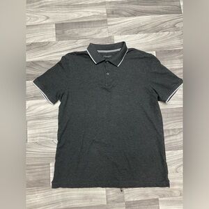 Banana Republic Men’s Medium Gray White Cotton Polo Classic Casual Everyday
